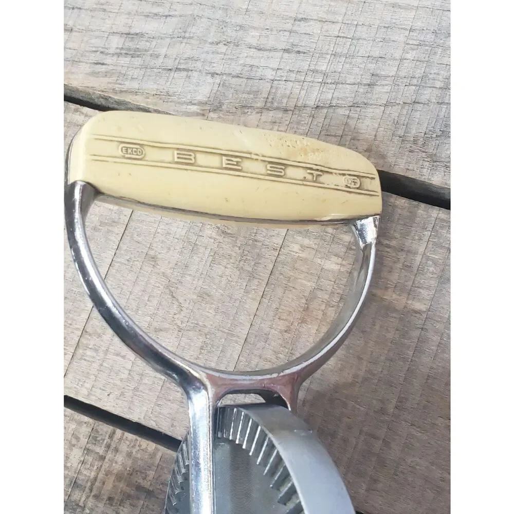 VINTAGE EKCO BEST FLINT Hand Held Mixer Yellow & Stainless Steel